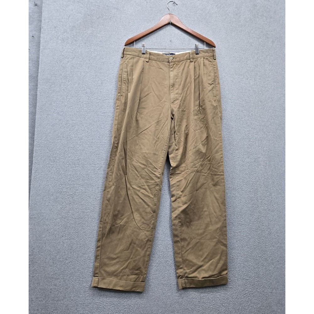 VINTAGE Polo Ralph Lauren Men Pants 36x32 Khaki Hammond Chino Straight Pleated